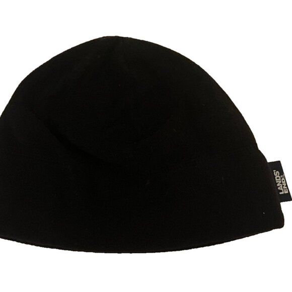 2 SETS Lands' End Black Polartec Fleece Beanie Snuggler Hat and Casual Gloves OS - Picture 3 of 14